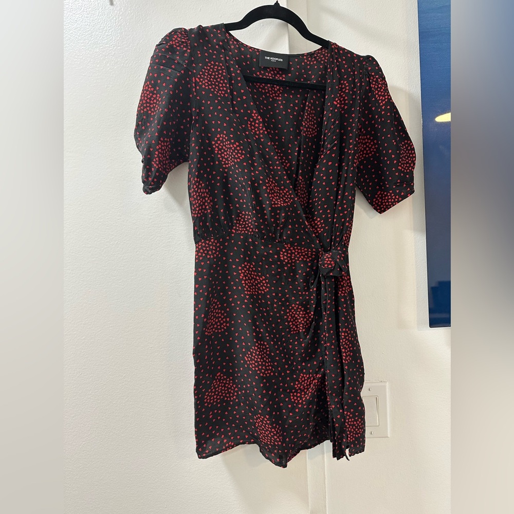 The Kooples Black and Red Wrap Dress